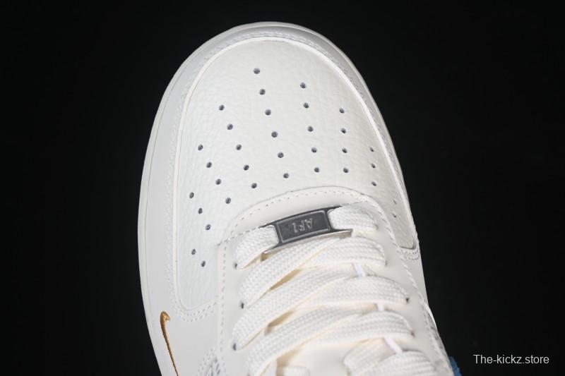Nike Air Force 1 '07 Low Balenciaga Collaboration White Blue Gold Casual Sneakers - YF9511-803