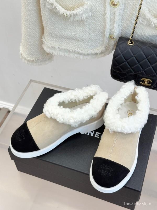 Chanel 2025/SS Double C Color-Block Shearling Snow Boots - KFY00270