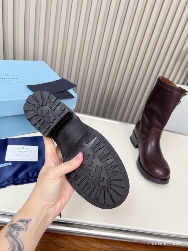 Prada 2025 SS Retro Martin Boots Motorcycle Boots - LY00350