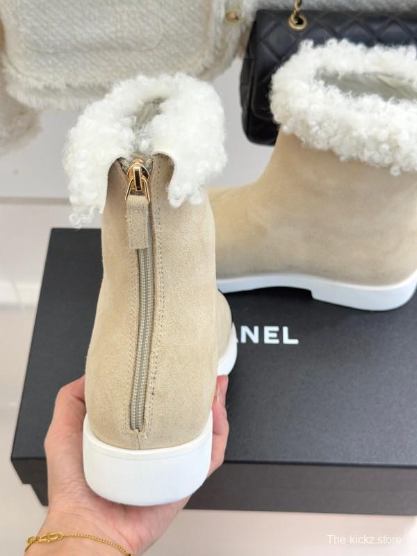 Chanel 2025 SS Double C Color-Block Shearling Snow Boots - KFY00300