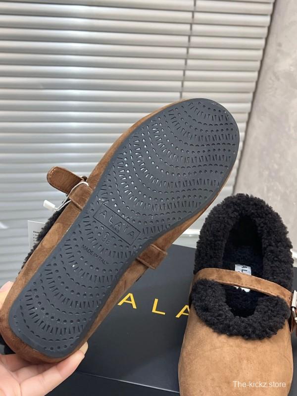 Alaia Fall/Winter 2025 Wool Mary Jane Ballet Flats - KFY00310