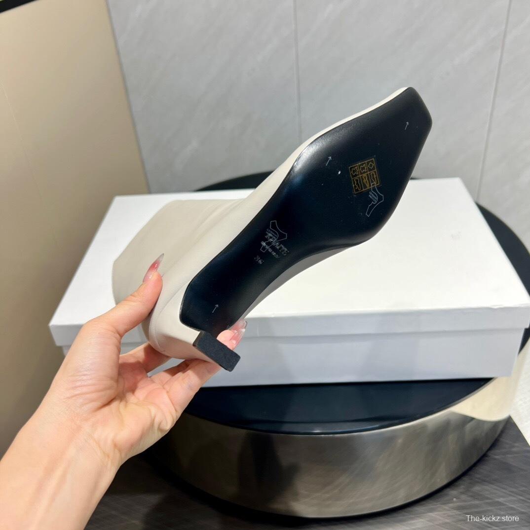 Khaite 2025 SS Fashion Square Toe Slip-On Ankle Boots - KFY00390