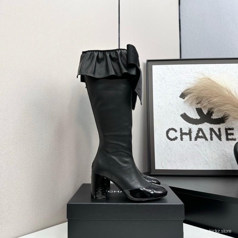 Chanel 2025 SS Bow Detail Block Heel Boots - L Y00600
