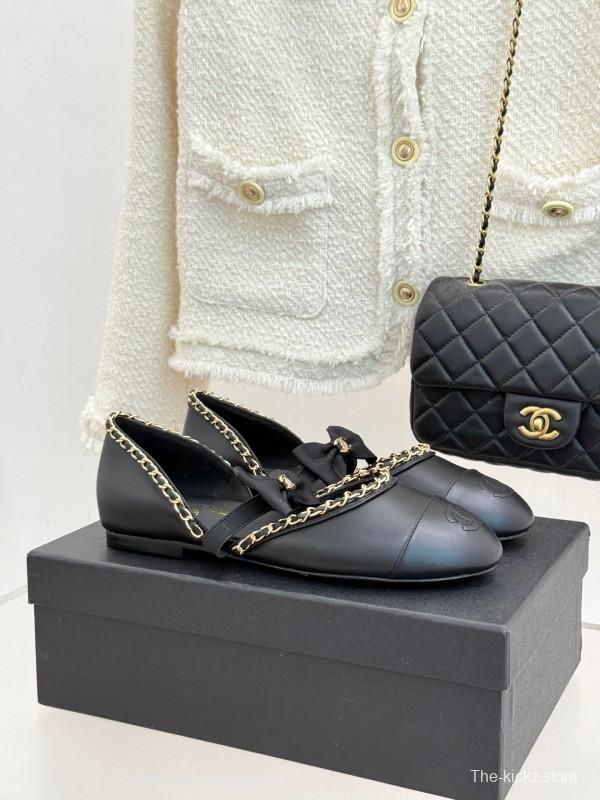 Chanel 2025 SS Hollow Chain Bow Mary Jane Shoes - KFY00290/KFY00300
