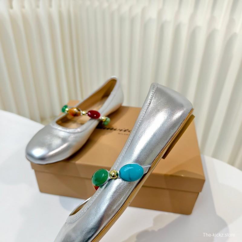 Gianvito Rossi Bohemian Style Turquoise Flat Ballet Shoes - LY00320