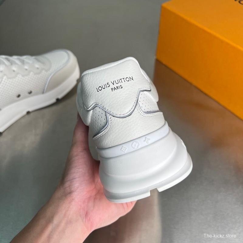 Lv Classic Leather Round Toe Lace-Up Low Top Casual Shoes - YC