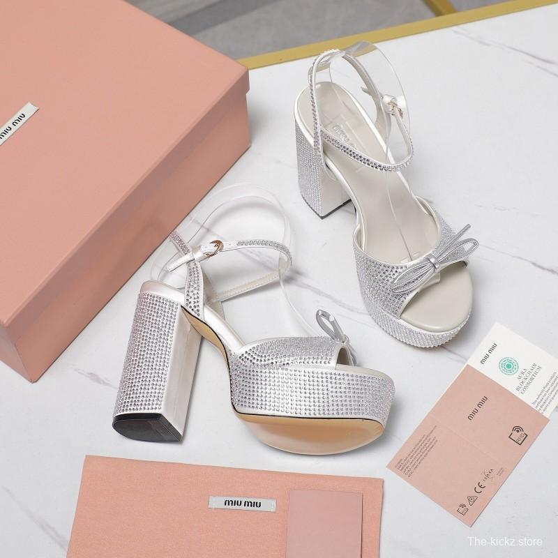 MIUMIU Bling Bling Swarovski Crystal Sandals with 11.5cm Heel - KFY00340