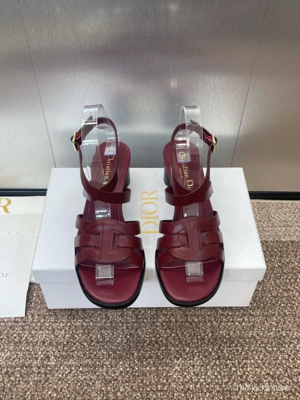 Dior D-Club Jelly Color Hollow Layered Cross Strap Mid Heel Women Shoes - KFY00290