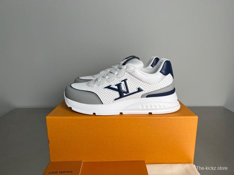 Lv Classic Leather Round Toe Lace-Up Low Top Casual Shoes - YC