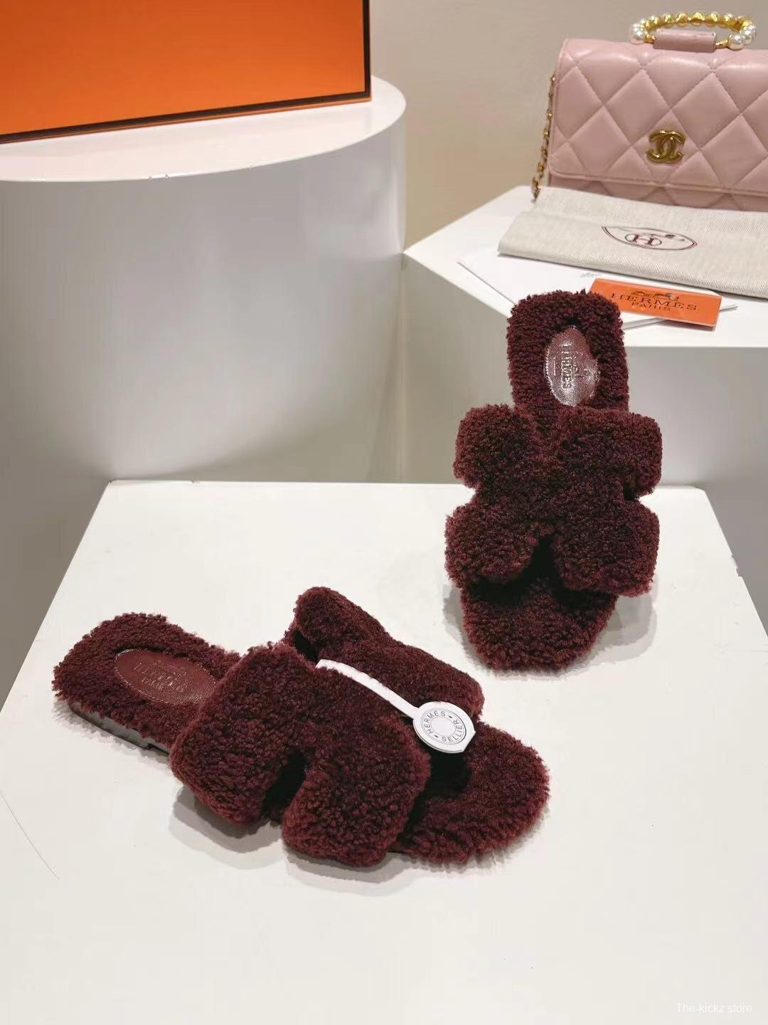 Hermès Teddy Wool Flat Slippers - LY00240